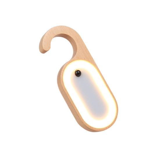 Wooden Motion Sensor LED Night Light - Doorknob Hanger & Writable Message Board V888-ELOSUNG26909