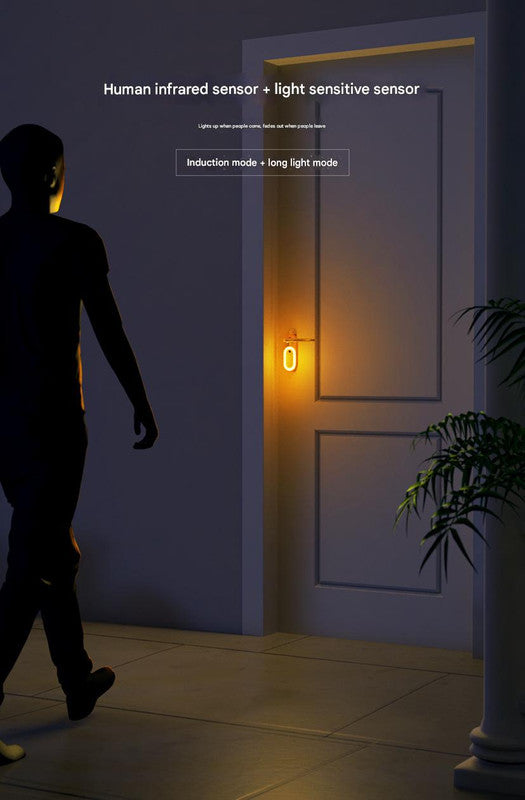 Wooden Motion Sensor LED Night Light - Doorknob Hanger & Writable Message Board V888-ELOSUNG26909