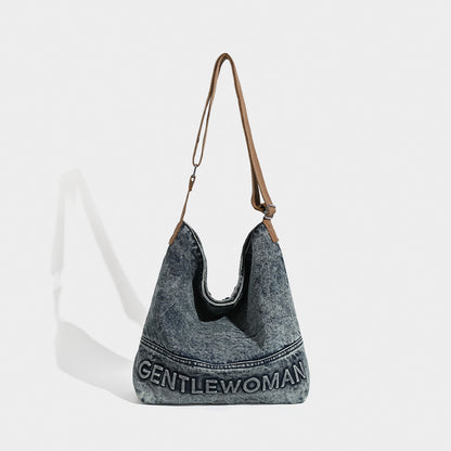 Washed Denim Tote Bag - Large Capacity Shoulder & Crossbody V888-ELOSUNG26919