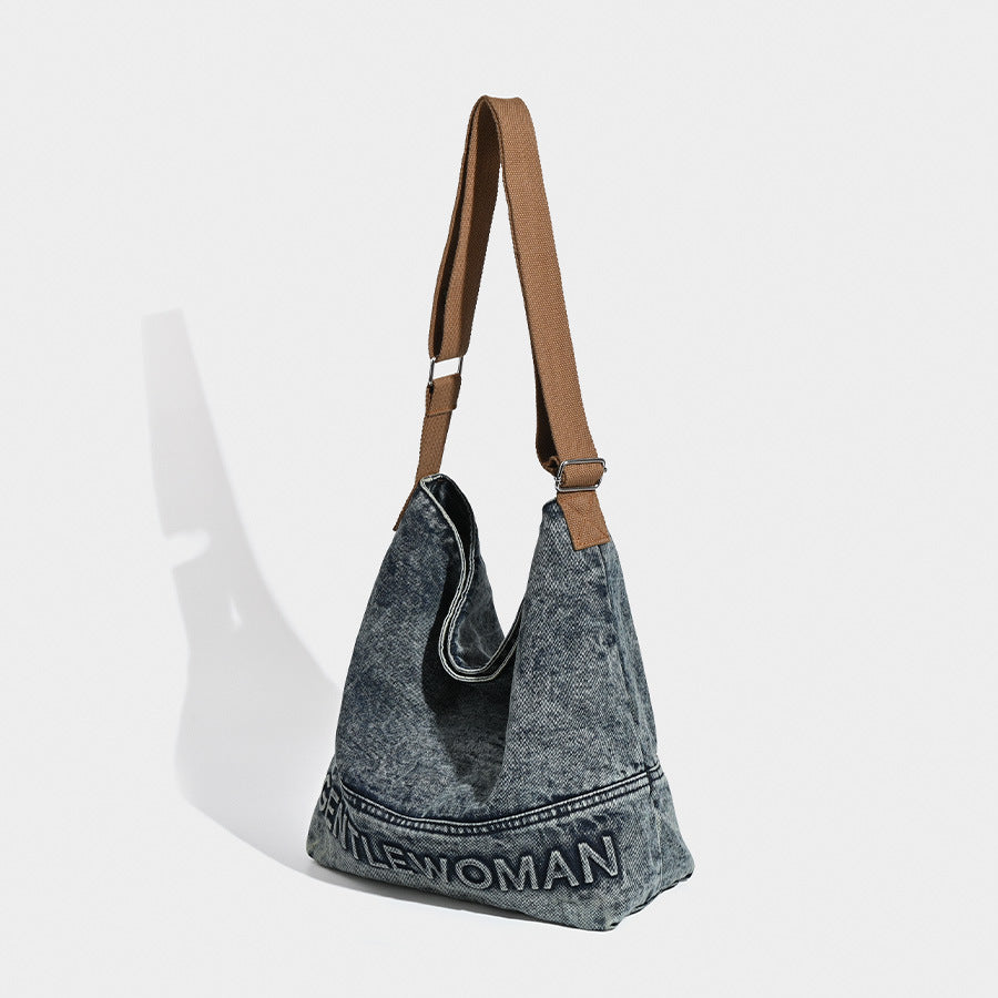 Washed Denim Tote Bag - Large Capacity Shoulder & Crossbody V888-ELOSUNG26919