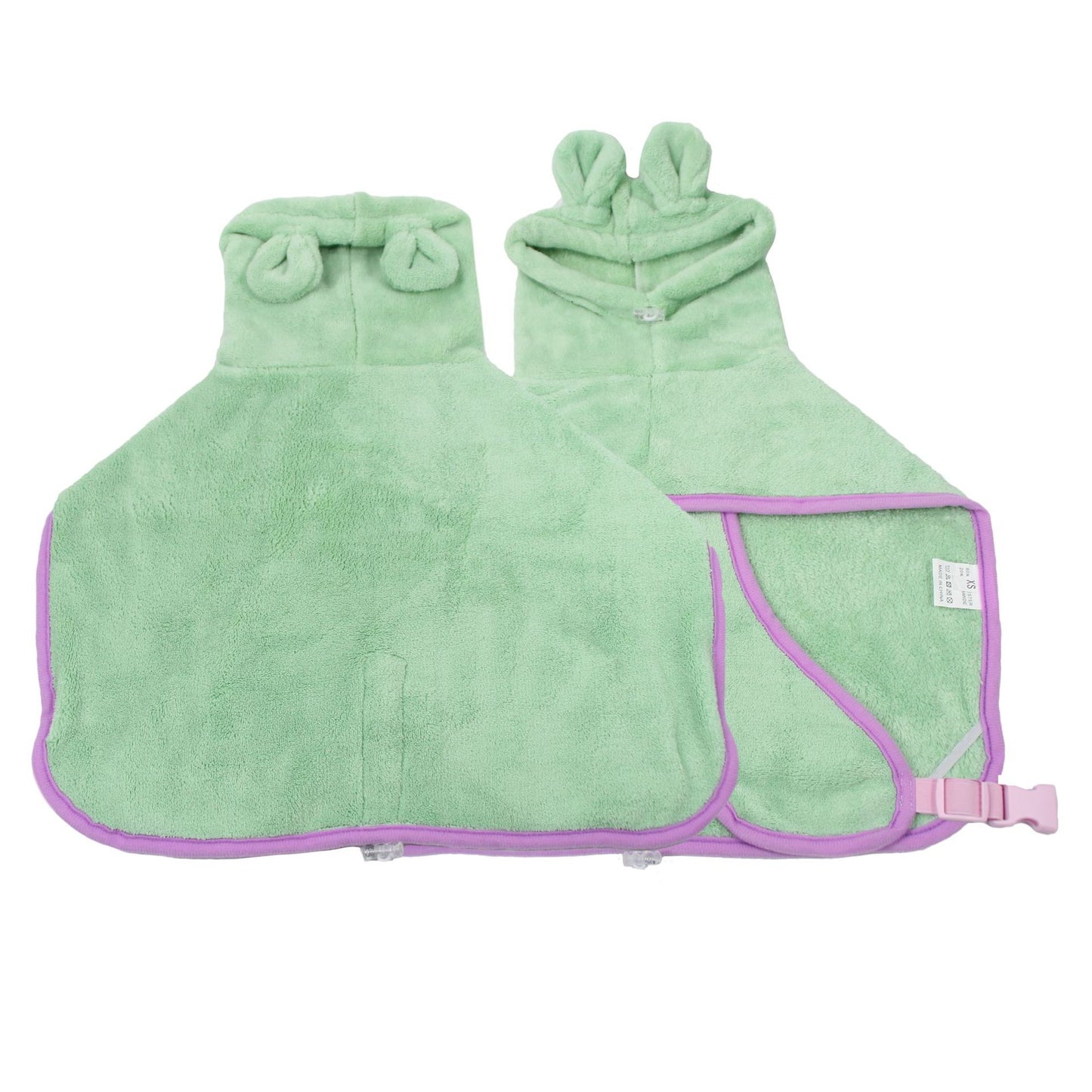Green Hooded Dog Bathrobe - Super Absorbent, Adjustable Fit, Cozy Pet Towel (Size : M) V888-ELOSUNG26921
