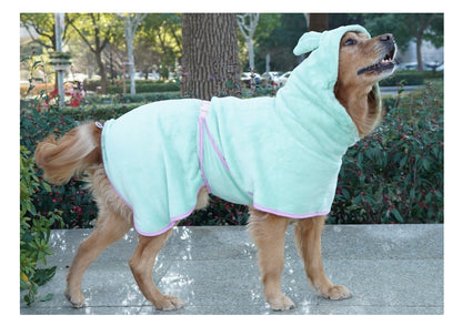 Green Hooded Dog Bathrobe - Super Absorbent, Adjustable Fit, Cozy Pet Towel (Size : XL) V888-ELOSUNG26923