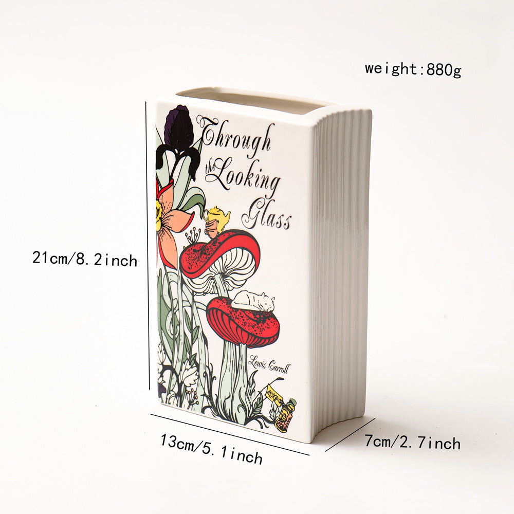 Literary Book Vase - Creative Ceramic Planter & Desk Organizer(Type A - 21x13x7cm) V888-ELOSUNG26926