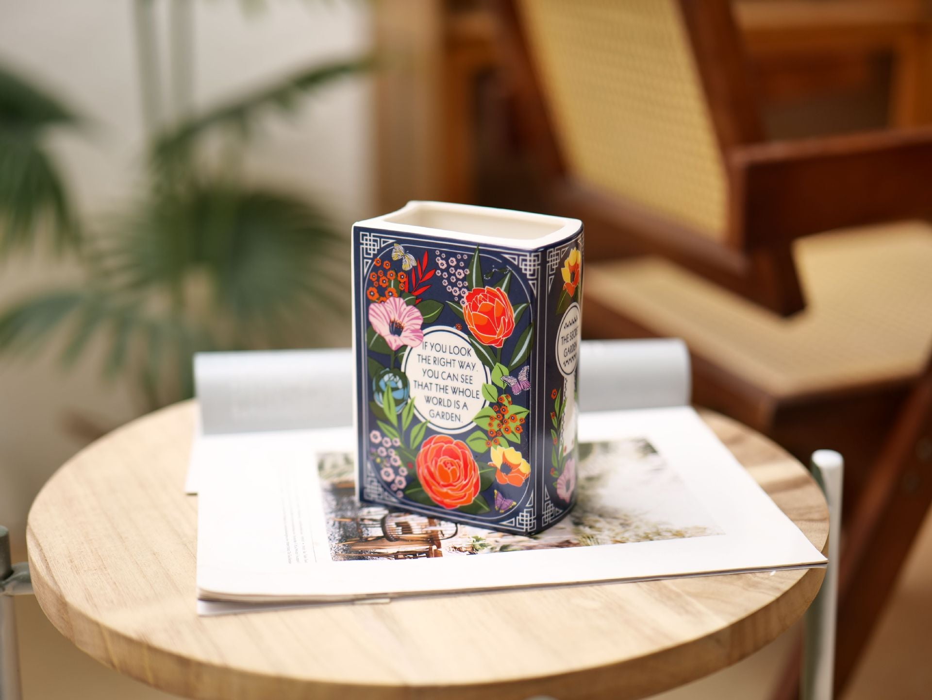 Literary Book Vase - Creative Ceramic Planter & Desk Organizer(Type B - 14x10x6.5cm) V888-ELOSUNG26927