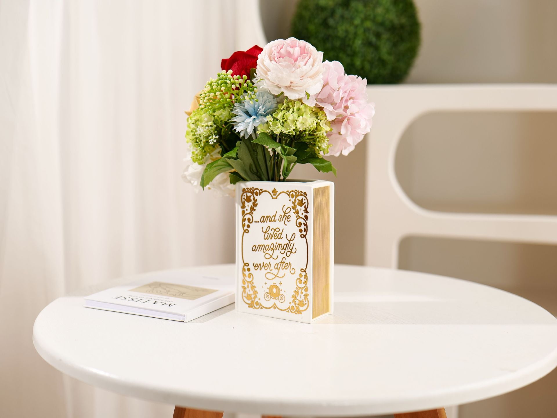 Literary Book Vase - Creative Ceramic Planter & Desk Organizer(Golden Book) V888-ELOSUNG26928