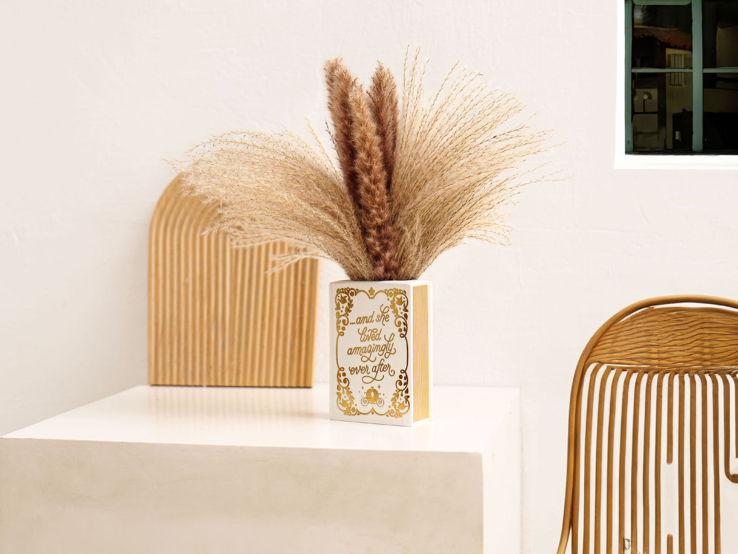 Literary Book Vase - Creative Ceramic Planter & Desk Organizer(Golden Book) V888-ELOSUNG26928