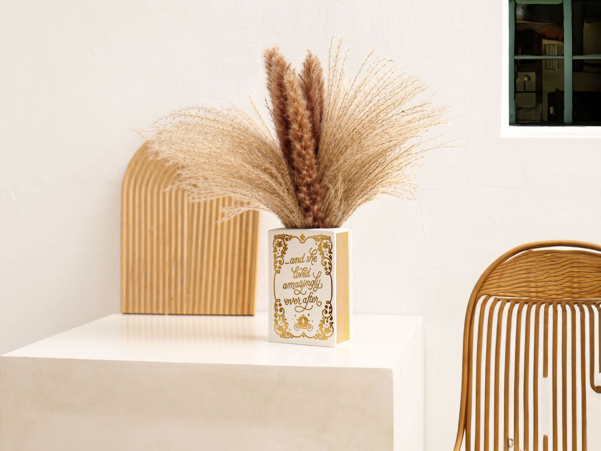 Literary Book Vase - Creative Ceramic Planter & Desk Organizer(Golden Book) V888-ELOSUNG26928