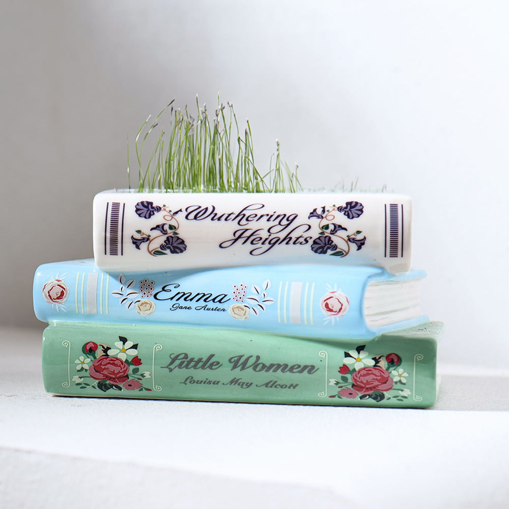 Literary Book Vase - Creative Ceramic Planter & Desk Organizer(Stack of books) V888-ELOSUNG26929
