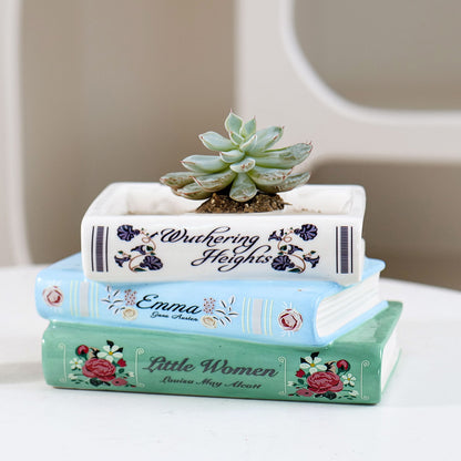 Literary Book Vase - Creative Ceramic Planter & Desk Organizer(Stack of books) V888-ELOSUNG26929