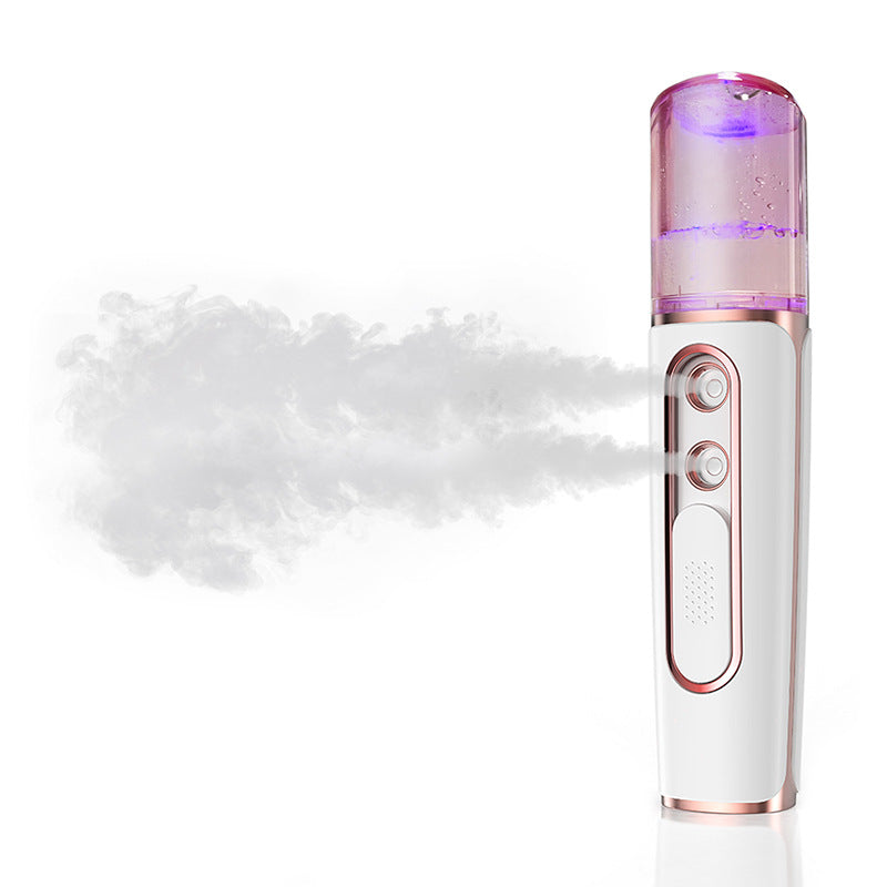 White Dual Nozzle Nano Facial Mister - USB Rechargeable Hydrating Spray V888-ELOSUNG26964