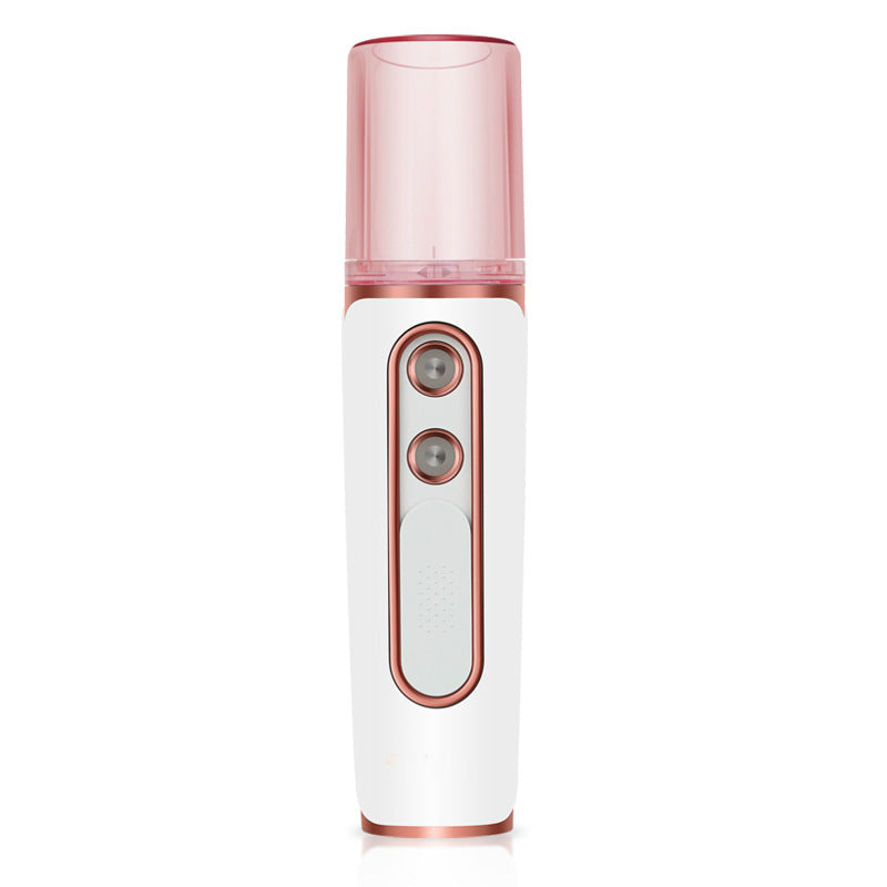 White Dual Nozzle Nano Facial Mister - USB Rechargeable Hydrating Spray V888-ELOSUNG26964