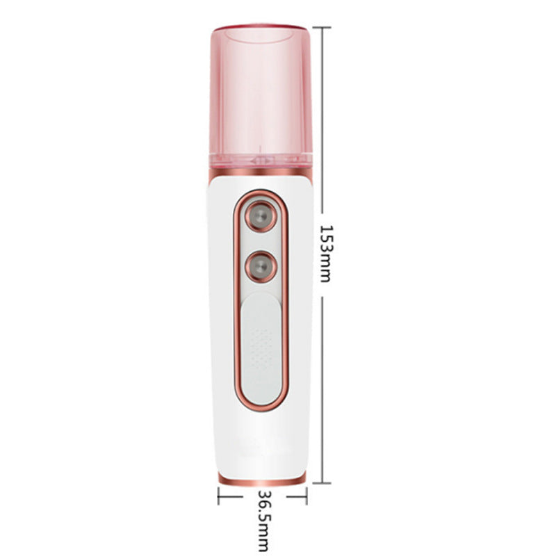 Pink Dual Nozzle Nano Facial Mister - USB Rechargeable Hydrating Spray V888-ELOSUNG26965