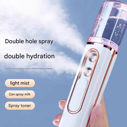 Yellow Dual Nozzle Nano Facial Mister - USB Rechargeable Hydrating Spray V888-ELOSUNG26966