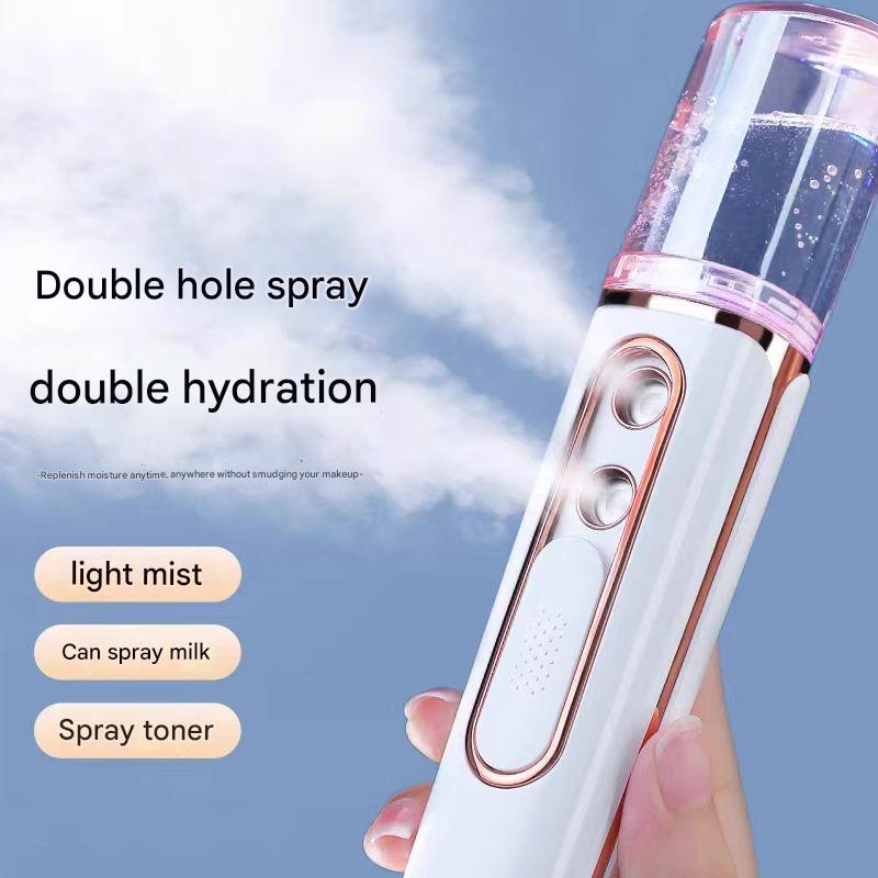 Blue Dual Nozzle Nano Facial Mister - USB Rechargeable Hydrating Spray V888-ELOSUNG26968