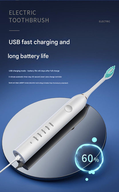 Advanced Sonic Toothbrush: 5 Cleaning Modes, 2-Min Timer, USB Fast Charge, Purple (4 brush heads) V888-ELOSUNG26974