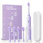 Advanced Sonic Toothbrush: 5 Cleaning Modes, 2-Min Timer, USB Fast Charge, Purple (4 brush heads + bracket + V888-ELOSUNG26976
