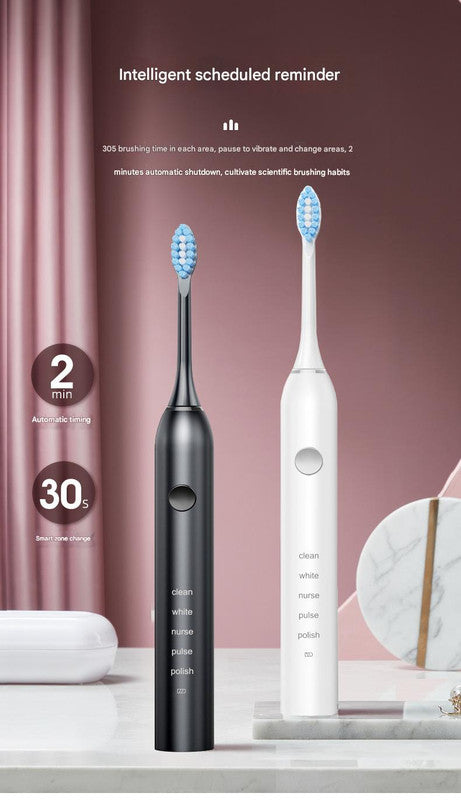 Advanced Sonic Toothbrush: 5 Cleaning Modes, 2-Min Timer, USB Fast Charge, Purple (4 brush heads + bracket + V888-ELOSUNG26976