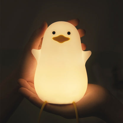 Cute Gull Silicone Night Light - Tap Control, USB Rechargeable, Kids Bedroom (Warm light three-speed yellow V888-ELOSUNG26982