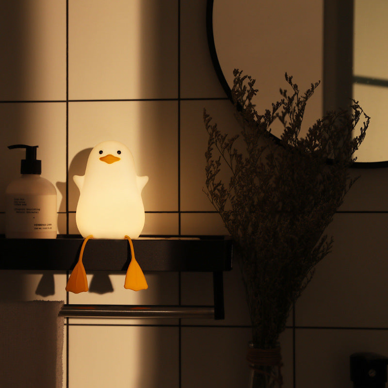 Cute Gull Silicone Night Light - Tap Control, USB Rechargeable, Kids Bedroom (Warm light three-speed yellow V888-ELOSUNG26982