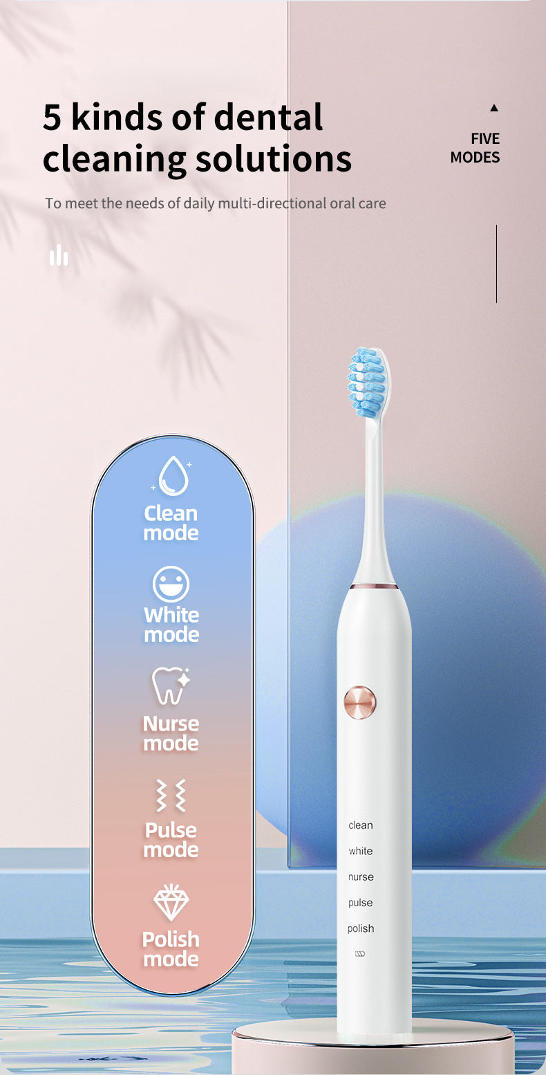 White Professional Sonic Toothbrush for Adults - 5 Modes, Smart Timer (4 brush heads) V888-ELOSUNG26983