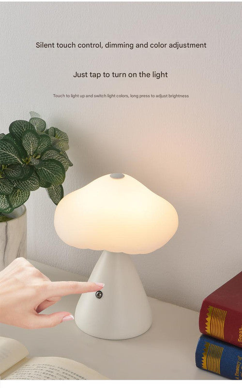 White Mushroom LED Table Lamp - Rechargeable, 3-Color Touch Dimmable, USB-C V888-ELOSUNG26990
