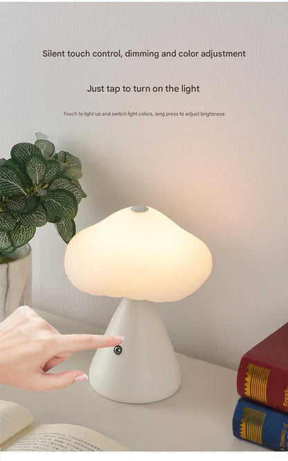 Gray Mushroom LED Table Lamp - Rechargeable, 3-Color Touch Dimmable, USB-C V888-ELOSUNG26994