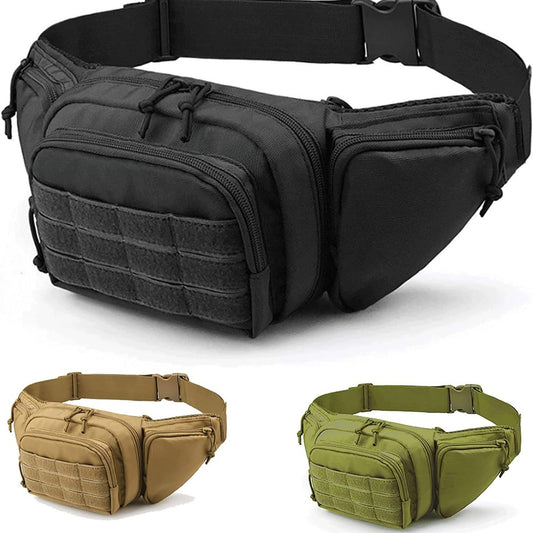 Black Rugged Tactical Waist Pack - MOLLE Outdoor Fanny Bag for Hiking Cycling & Travel V888-ELOSUNG27005