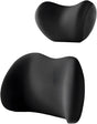 Black Ergonomic Memory Foam Car Headrest & Lumbar Support Cushion Set - Driving Comfort Neck & Back Pillow V888-ELOSUNG27014