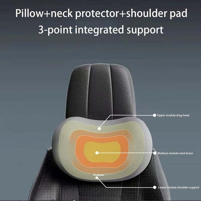 Black Ergonomic Memory Foam Car Headrest & Lumbar Support Cushion Set - Driving Comfort Neck & Back Pillow V888-ELOSUNG27014
