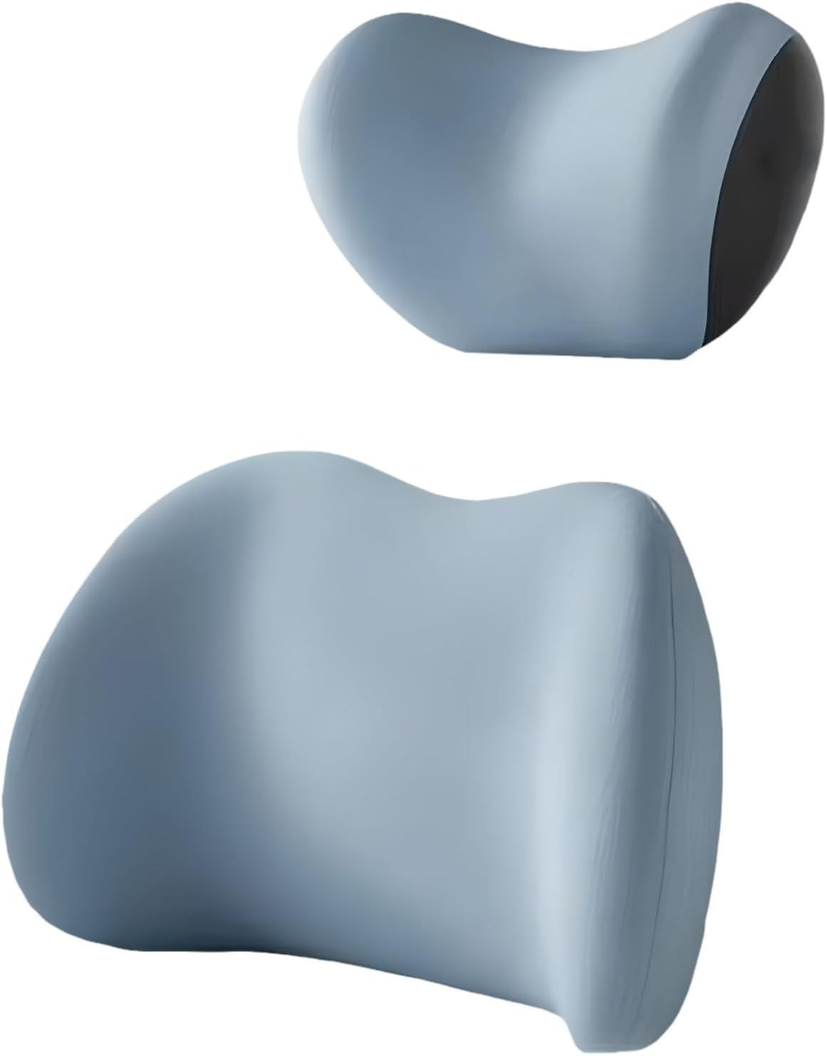 Blue Ergonomic Memory Foam Car Headrest & Lumbar Support Cushion Set - Driving Comfort Neck & Back Pillow V888-ELOSUNG27016