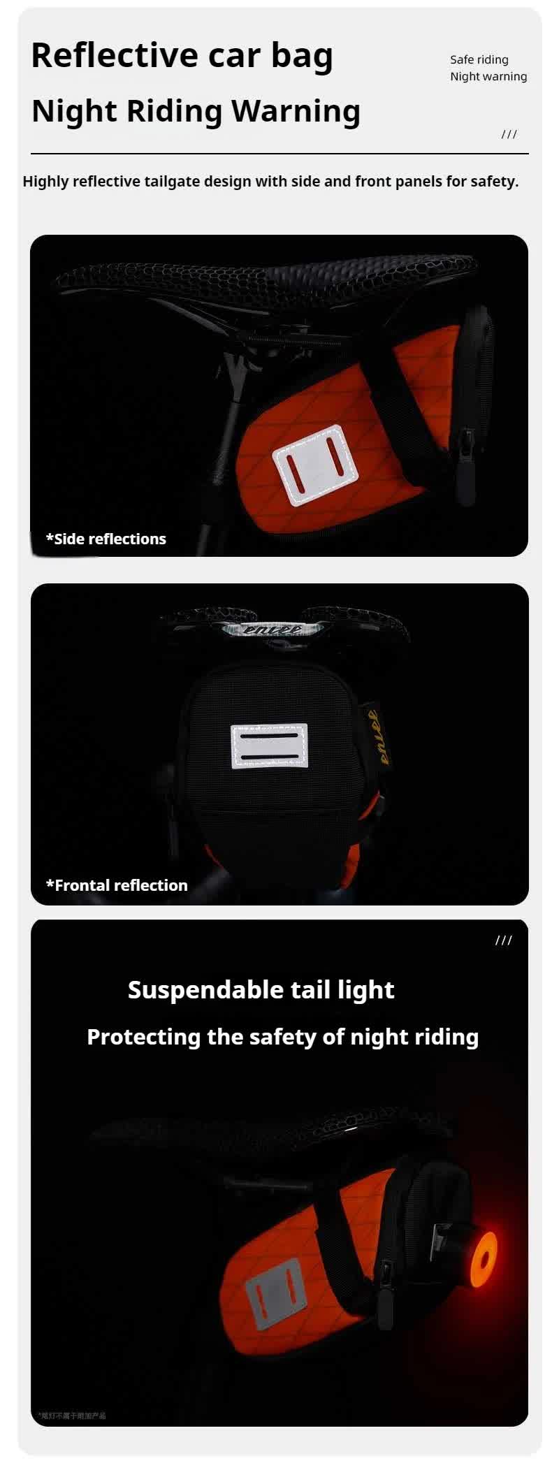 Green And Black Water-Resistant Bicycle Saddle Bag - 1.3L Reflective Seat Pack for Road & Mountain Bikes V888-ELOSUNG27019