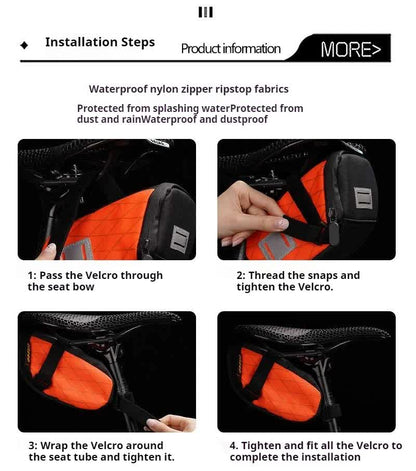 Green And Black Water-Resistant Bicycle Saddle Bag - 1.3L Reflective Seat Pack for Road & Mountain Bikes V888-ELOSUNG27019
