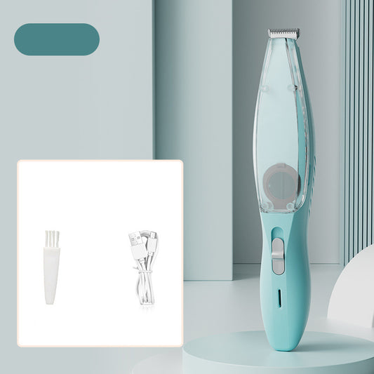 Blue Rechargeable Pet Grooming Clipper with Built-in Vacuum - Low Noise Hair Trimmer for Dogs & Cats V888-ELOSUNG27024
