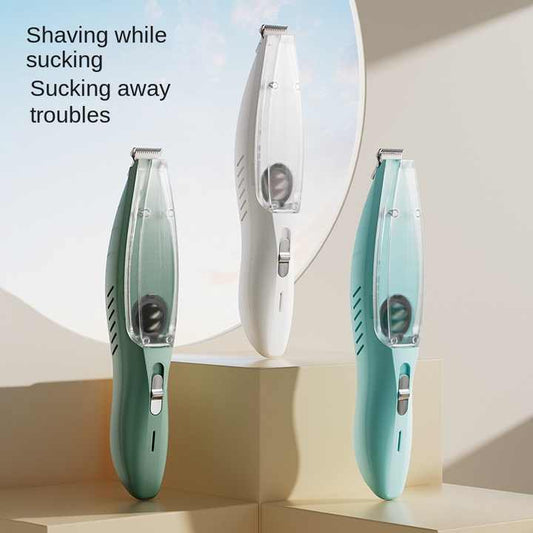 Blue Rechargeable Pet Grooming Clipper with Built-in Vacuum - Low Noise Hair Trimmer for Dogs & Cats V888-ELOSUNG27024