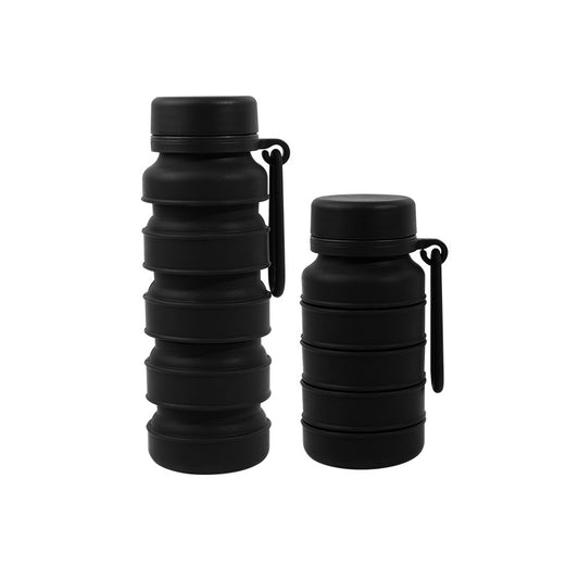 Black Collapsible Silicone Water Bottle - 510ml Portable Food-Grade Travel & Sports Drink Flask V888-ELOSUNG27025