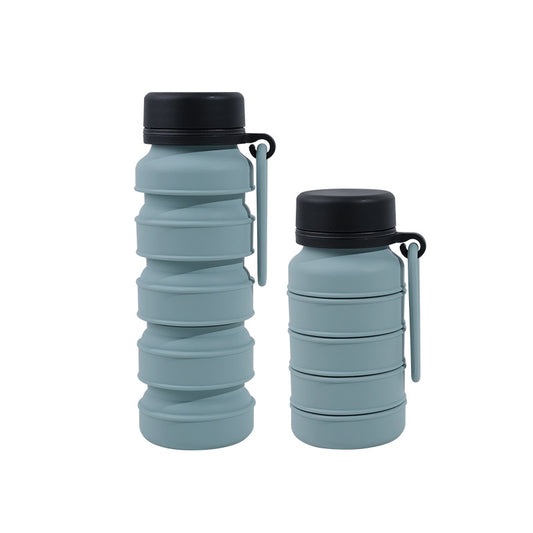 Blue and Black Collapsible Silicone Water Bottle - 510ml Portable Food-Grade Travel & Sports Drink Flask V888-ELOSUNG27027