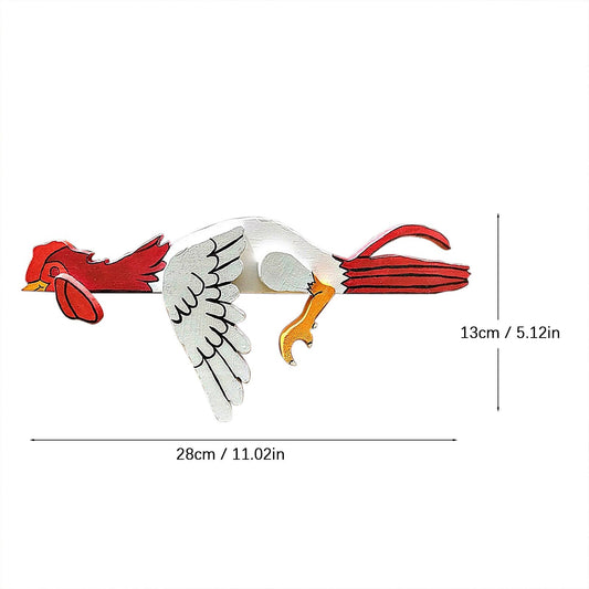 2 Pcs Red And White Whimsical Lazy Chicken Fence Topper - Funny PVC Garden & Home Decor Ornament V888-ELOSUNG27030