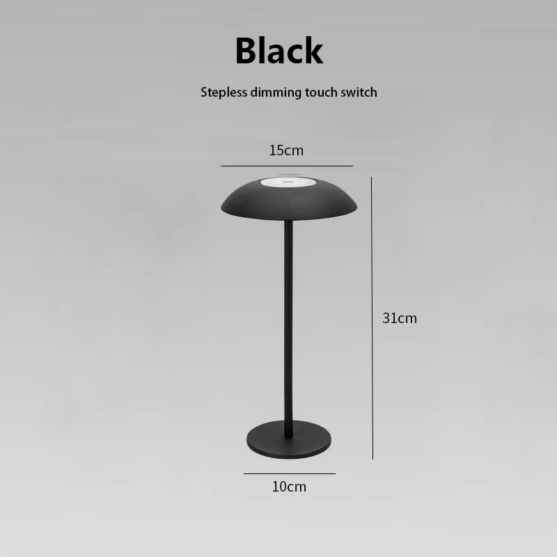 Black Minimalist Rechargeable LED Touch Table Lamp - 3-Color Stepless Dimming Metal Desk Light V888-ELOSUNG27035