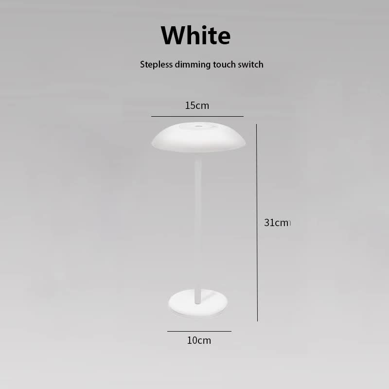 White Minimalist Rechargeable LED Touch Table Lamp - 3-Color Stepless Dimming Metal Desk Light V888-ELOSUNG27036