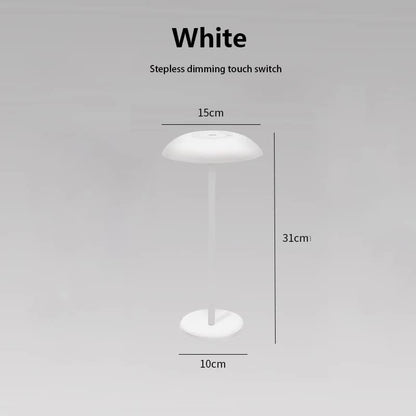 White Minimalist Rechargeable LED Touch Table Lamp - 3-Color Stepless Dimming Metal Desk Light V888-ELOSUNG27036