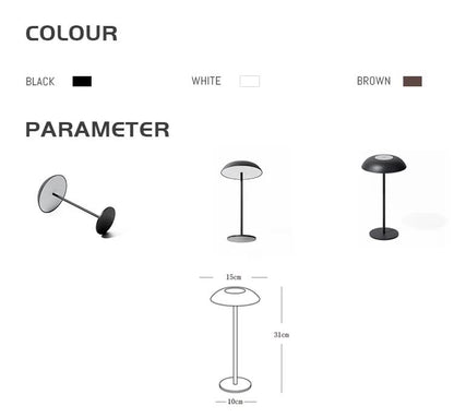 White Minimalist Rechargeable LED Touch Table Lamp - 3-Color Stepless Dimming Metal Desk Light V888-ELOSUNG27036