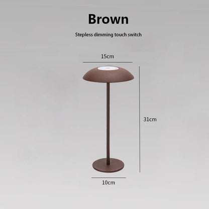Brown Minimalist Rechargeable LED Touch Table Lamp - 3-Color Stepless Dimming Metal Desk Light V888-ELOSUNG27037