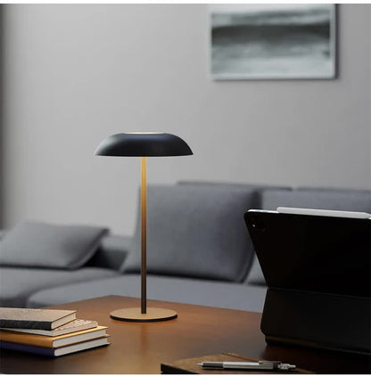 Brown Minimalist Rechargeable LED Touch Table Lamp - 3-Color Stepless Dimming Metal Desk Light V888-ELOSUNG27037