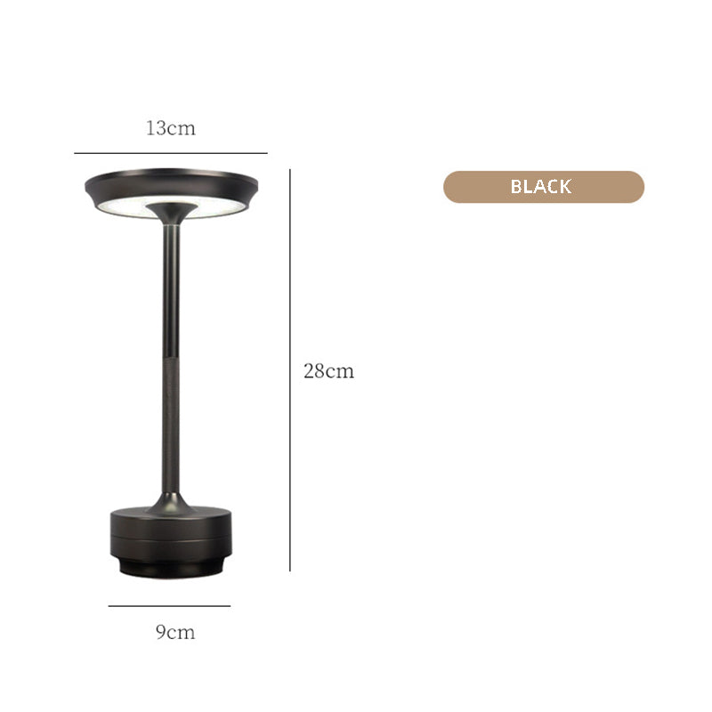 Black Elegant Aluminum Alloy Rechargeable LED Touch Lamp - 3-Color Dimmable Cordless Table Light V888-ELOSUNG27040