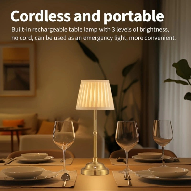 Black and White Elegant Rechargeable Fabric Shade LED Lamp - Cordless Touch Stepless Dimmable Table Light V888-ELOSUNG27042