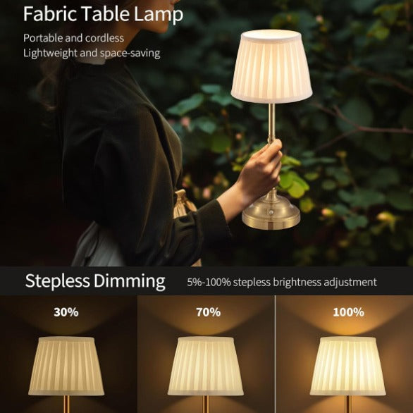 Black and White Elegant Rechargeable Fabric Shade LED Lamp - Cordless Touch Stepless Dimmable Table Light V888-ELOSUNG27042
