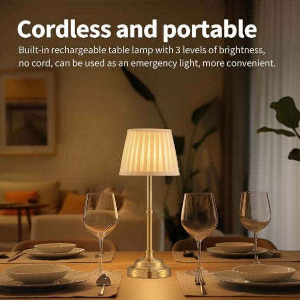 Black and White Elegant Rechargeable Fabric Shade LED Lamp - Cordless Touch Stepless Dimmable Table Light V888-ELOSUNG27042