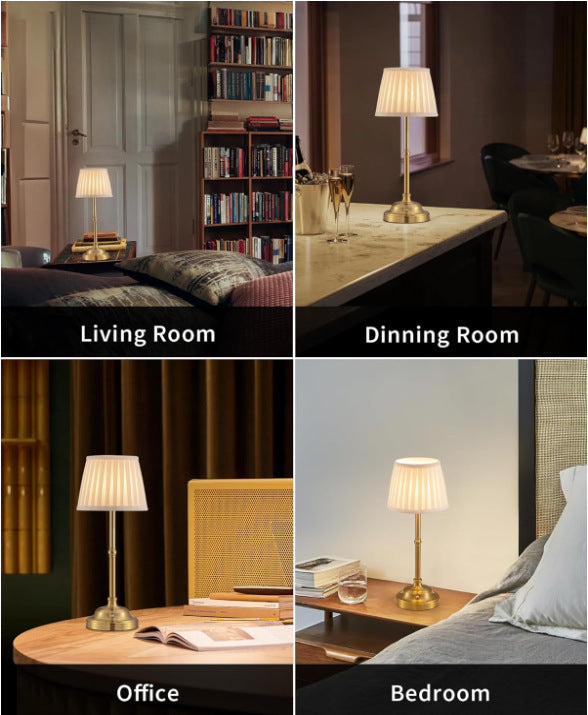 Black and White Elegant Rechargeable Fabric Shade LED Lamp - Cordless Touch Stepless Dimmable Table Light V888-ELOSUNG27042