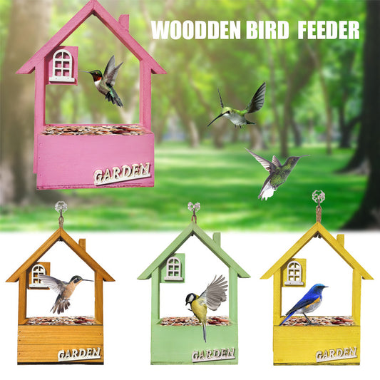 Brown Charming Wooden House Hanging Bird Feeder - Attract Wild Birds to Your Garden V888-ELOSUNG27046
