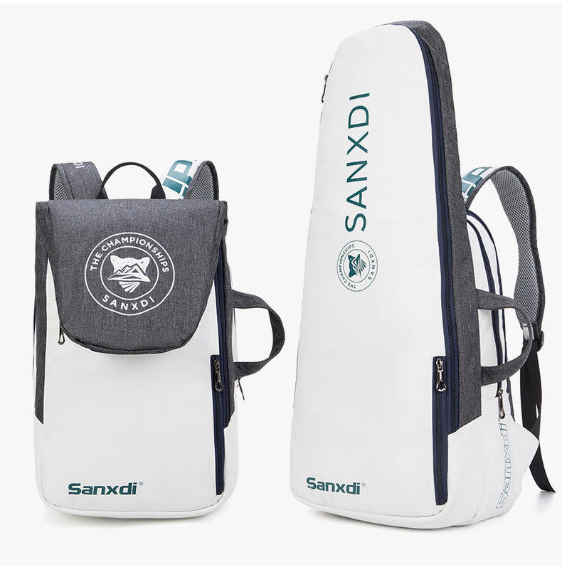 Grey and White Multifunctional Tennis & Badminton Backpack - Waterproof Racket Bag with Shoe Compartment V888-ELOSUNG27057